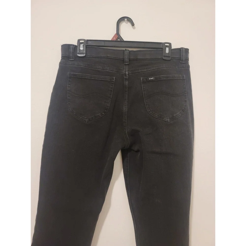 Lee Women's Slim Fit Skinny Leg Mid Rise Jeans 12 Short Stretch Dark Wash Black